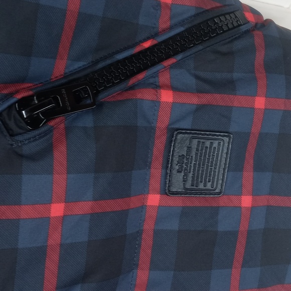 Coach Riley Duck Feather Down Plaid Hooded Puffer Vest - Picture 3 of 7